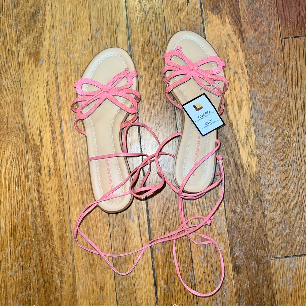 Strappy Pink Butterfly Sandals - Size 6 1/2 - Brand New!